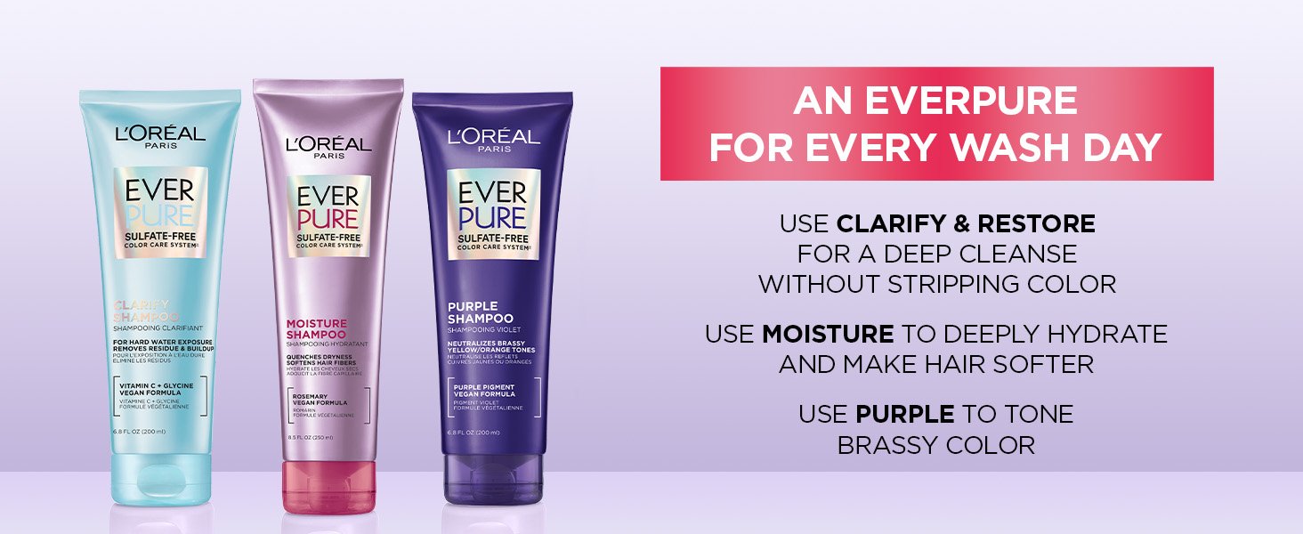 L'Oréal Paris EverPure Sulfate-Free Moisture Shampoo and Conditioner, Education Module Content EverPure Routine